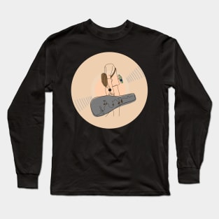 Vinyl - Musician (guitarist) minimalist line art Long Sleeve T-Shirt